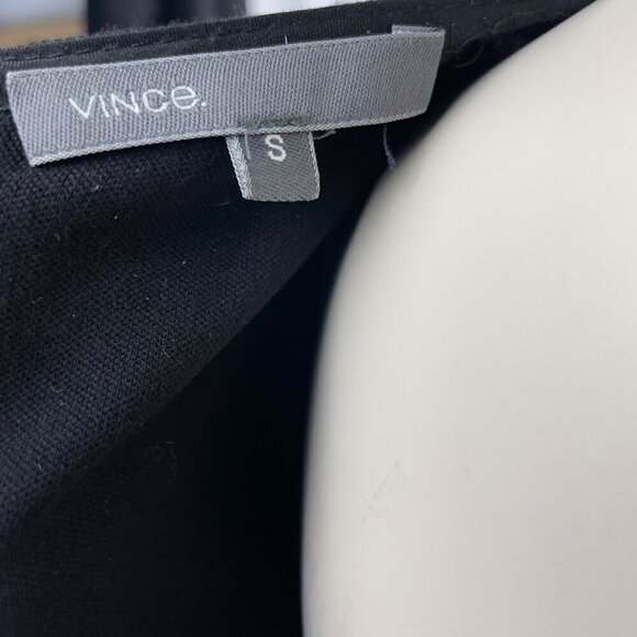 VINCE Black Office‎ Round Neck Fitted Sheat Stretch Comfortable Midi Dress sz S - Picture 11 of 13